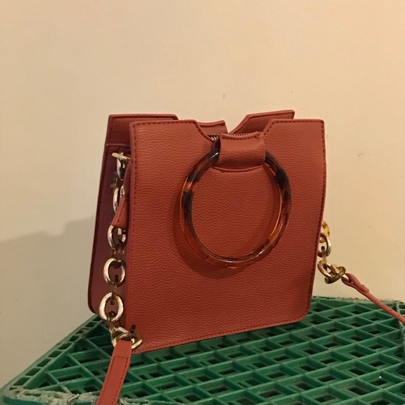 Chloe style vegan leather purse handbag vintage with lucite handles - Picture 1 of 7